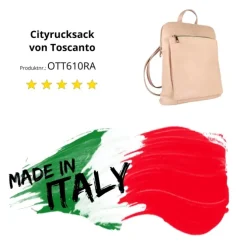 Toscanto Damen Cityrucksack Leder Tasche rosa OTT610RA