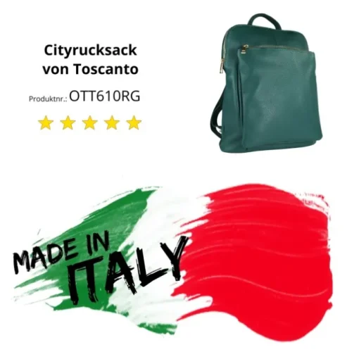 Toscanto Damen Cityrucksack Leder Tasche grün OTT610RG