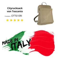 Toscanto Damen Cityrucksack Leder Tasche taupe beige OTT610RI