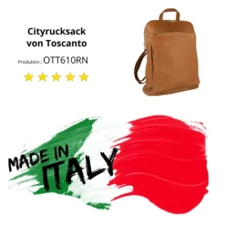 Toscanto Damen Cityrucksack Leder Tasche tan hellbraun OTT610RN