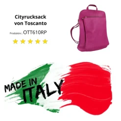 Toscanto Damen Cityrucksack Leder Tasche fuchsia pink OTT610RP