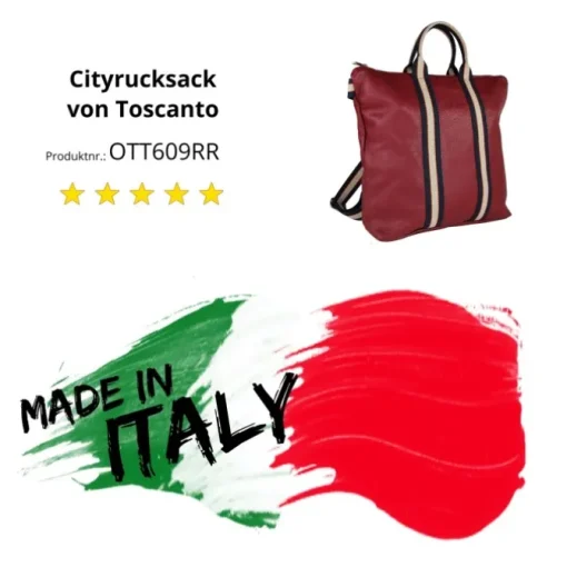Toscanto Damen Cityrucksack Leder Canvas Tasche rot blau beige OTT609RR
