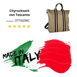 Toscanto Damen Cityrucksack Leder Canvas Tasche taupe blau beige OTT609RC