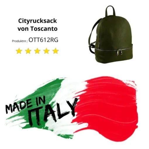 Toscanto Damen Cityrucksack Leder Tasche grün OTT612RG