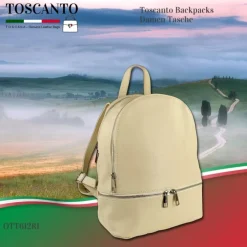 Toscanto Damen Cityrucksack Leder Tasche beige OTT612RI