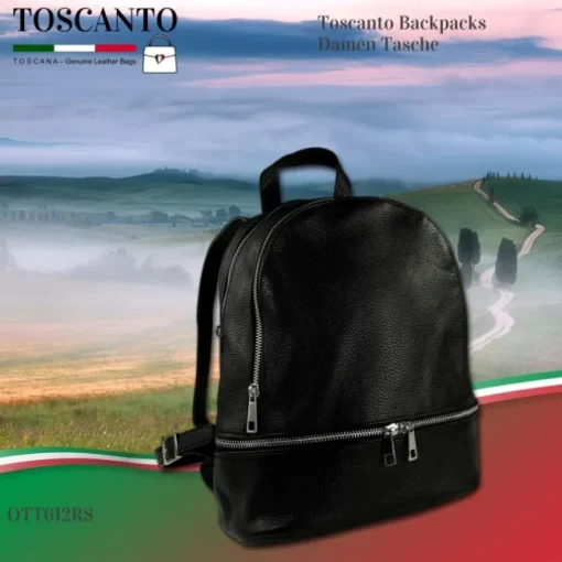Toscanto Damen Cityrucksack Leder Tasche schwarz OTT612RS