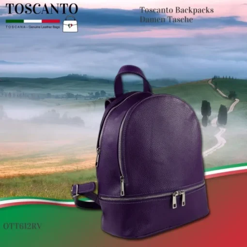 Toscanto Damen Cityrucksack Leder Tasche lila OTT612RV