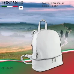 Toscanto Damen Cityrucksack Leder Tasche weiß OTT612RW