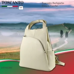 Toscanto Damen Cityrucksack Leder Tasche beige OTT613RC