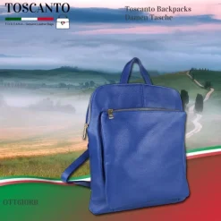Toscanto Damen Cityrucksack Leder Tasche blau OTT610RB