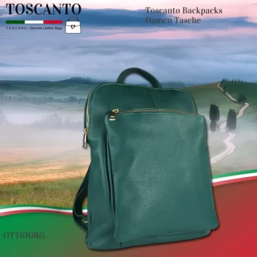 Toscanto Damen Cityrucksack Leder Tasche grün OTT610RG
