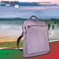 Toscanto Damen Cityrucksack Leder Tasche flieder lila OTT610RV