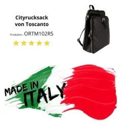 Toscanto Damen Cityrucksack Leder Rucksack schwarz ORTM102RS