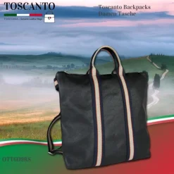 Toscanto Damen Cityrucksack Leder Canvas Tasche schwarz blau beige OTT609RS