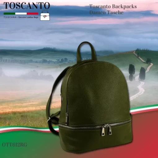 Toscanto Damen Cityrucksack Leder Tasche grün OTT612RG