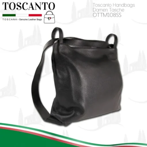 Toscanto Damen Cityrucksack Leder Tasche schwarz OTTM108SS