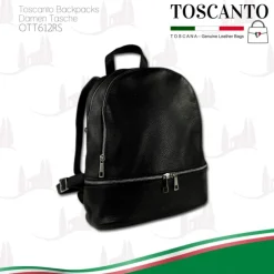 Toscanto Damen Cityrucksack Leder Tasche schwarz OTT612RS