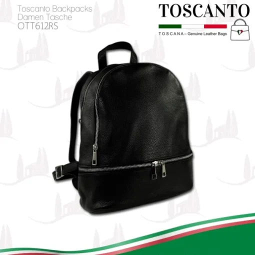 Toscanto Damen Cityrucksack Leder Tasche schwarz OTT612RS