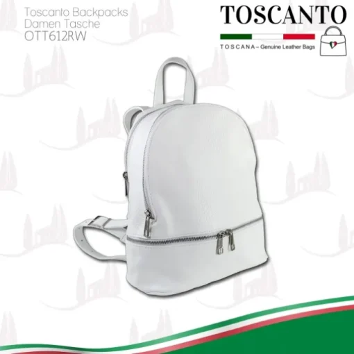 Toscanto Damen Cityrucksack Leder Tasche weiß OTT612RW