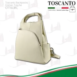 Toscanto Damen Cityrucksack Leder Tasche beige OTT613RC