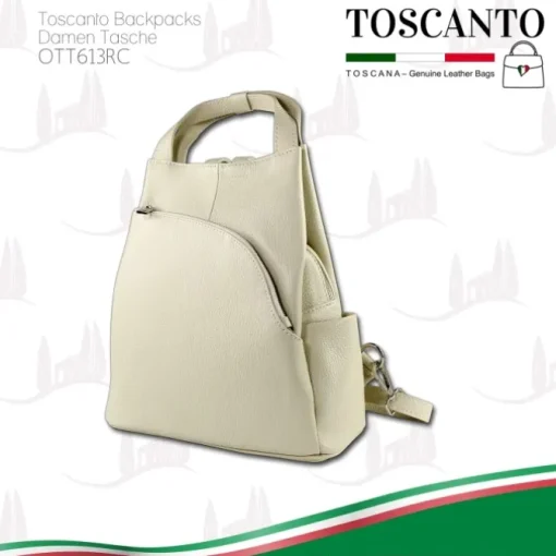 Toscanto Damen Cityrucksack Leder Tasche beige OTT613RC