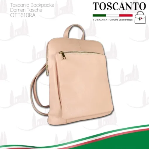 Toscanto Damen Cityrucksack Leder Tasche rosa OTT610RA