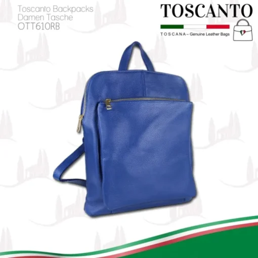 Toscanto Damen Cityrucksack Leder Tasche blau OTT610RB