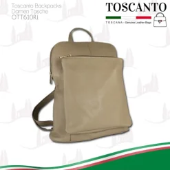 Toscanto Damen Cityrucksack Leder Tasche taupe beige OTT610RI
