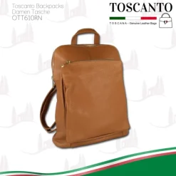 Toscanto Damen Cityrucksack Leder Tasche tan hellbraun OTT610RN
