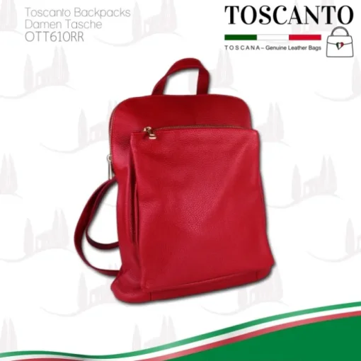 Toscanto Damen Cityrucksack Leder Tasche rot OTT610RR