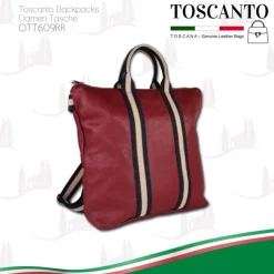 Toscanto Damen Cityrucksack Leder Canvas Tasche rot blau beige OTT609RR