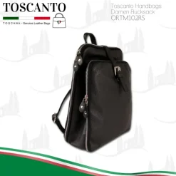 Toscanto Damen Cityrucksack Leder Rucksack schwarz ORTM102RS