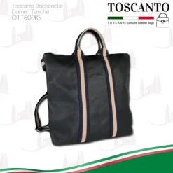 Toscanto Damen Cityrucksack Leder Canvas Tasche schwarz blau beige OTT609RS