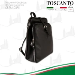 Toscanto Damen Cityrucksack Leder Rucksack schwarz ORTM102RS