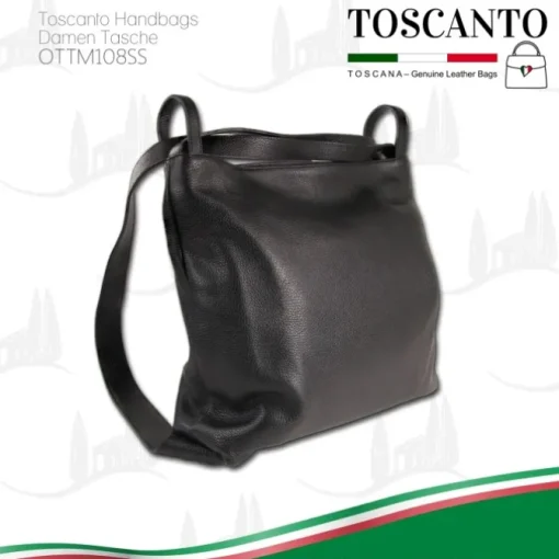 Toscanto Damen Cityrucksack Leder Tasche schwarz OTTM108SS