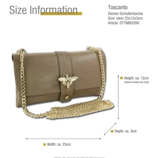 Toscanto Damen Clutch Leder Tasche taupe beige OTTM803SN