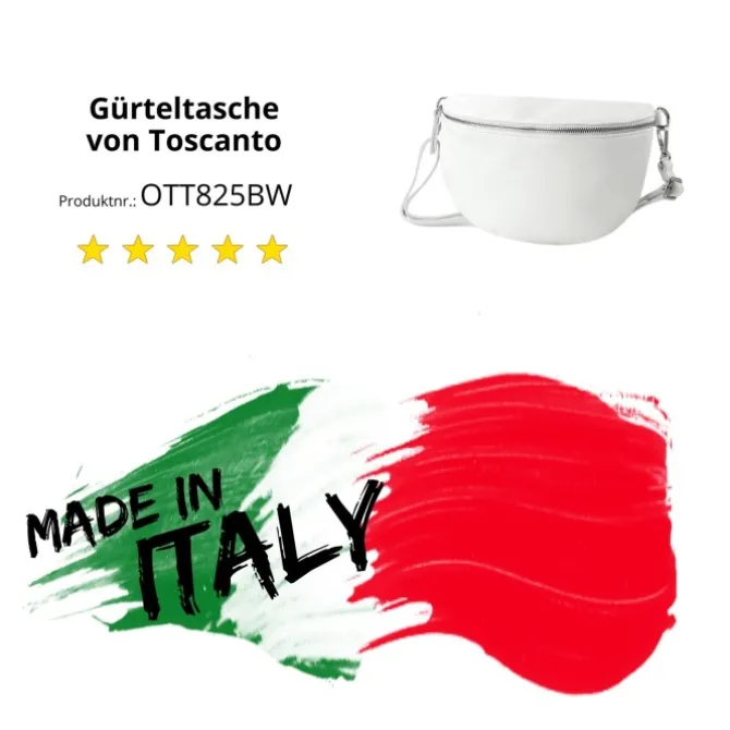 Toscanto Damen Gürteltasche Leder Tasche weiß OTT825BW