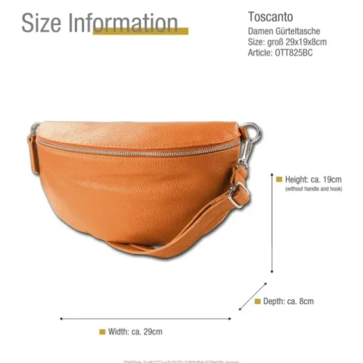 Toscanto Damen Gürteltasche Leder Tasche braun tan OTT825BC
