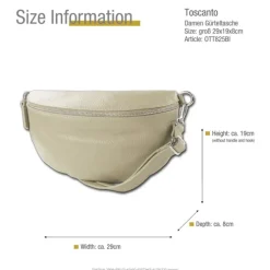Toscanto Damen Gürteltasche Leder Tasche beige OTT825BI