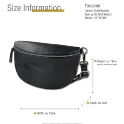 Toscanto Damen Gürteltasche Leder Tasche schwarz OTT825BS