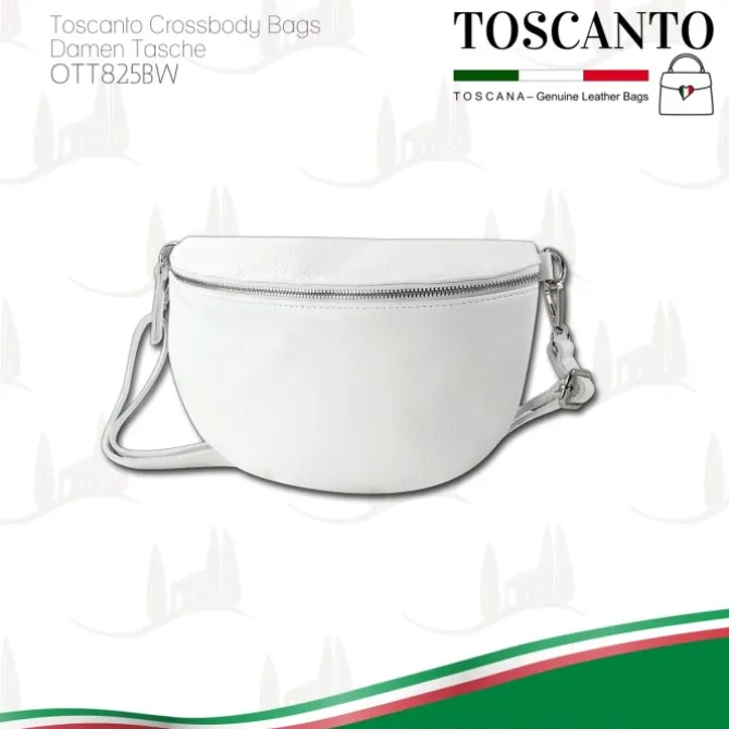 Toscanto Damen Gürteltasche Leder Tasche weiß OTT825BW
