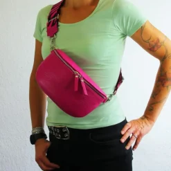 Toscanto Damen Gürteltasche Leder Tasche pink OTT807BP