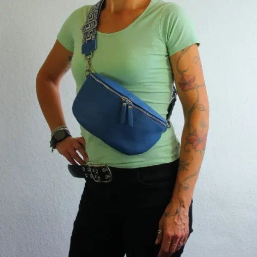 Toscanto Damen Gürteltasche Leder Tasche blau OTT807BF