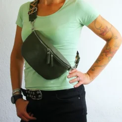Toscanto Damen Gürteltasche Leder Tasche grün OTT807BG
