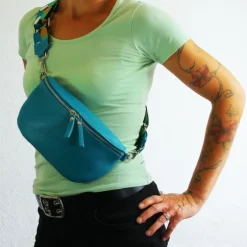 Toscanto Damen Gürteltasche Leder Tasche türkis OTT807BT