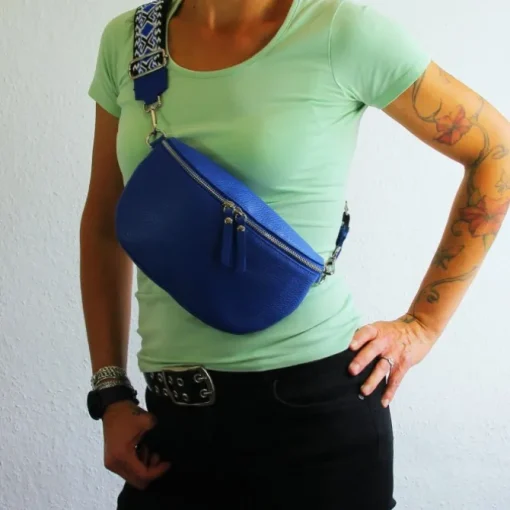 Toscanto Damen Gürteltasche Leder Tasche blau OTT807BM