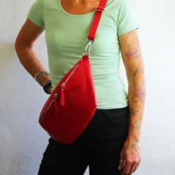 Toscanto Damen Gürteltasche Leder Tasche rot OTT820BR
