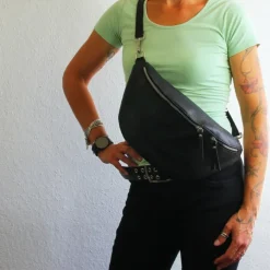 Toscanto Damen Gürteltasche Leder Tasche schwarz OTT820BS