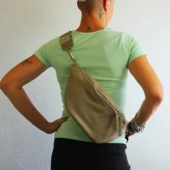 Toscanto Damen Gürteltasche Leder Tasche taupe beige OTT821BN