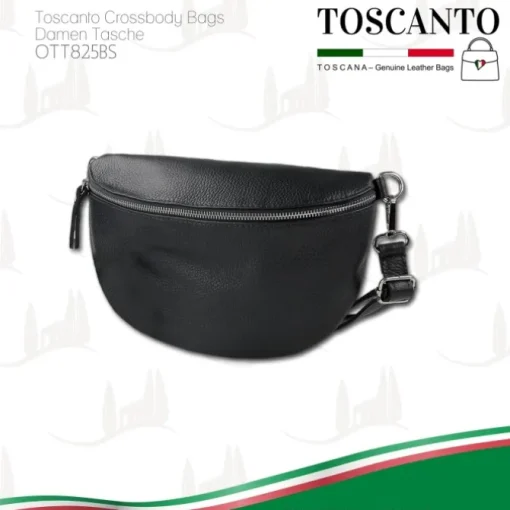 Toscanto Damen Gürteltasche Leder Tasche schwarz OTT825BS